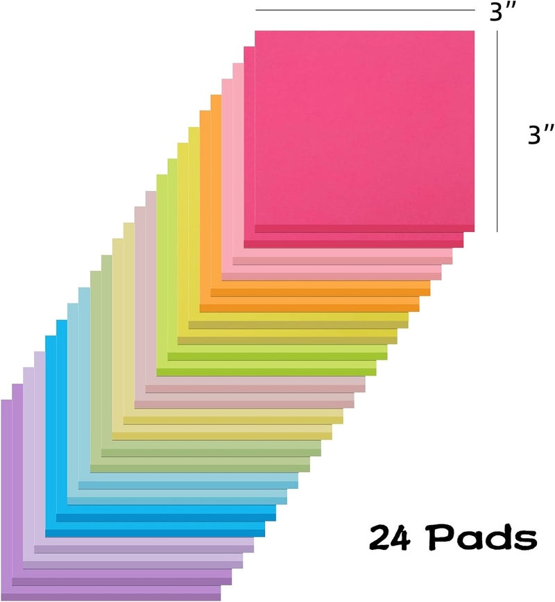 Vanpad (24 Pads) Sticky Notes 3x3 Inches,Bright Colors Self-Stick Pads, Easy to Post for Home, Office, Notebook - Image 3